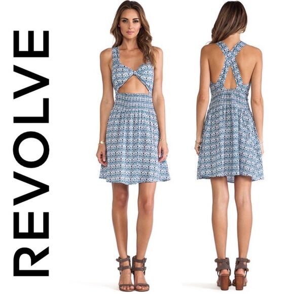 Revolve Basta Surf Naxos Midriff Cutout Floral Print Dress in Grecian Flower XS - Picture 3 of 11